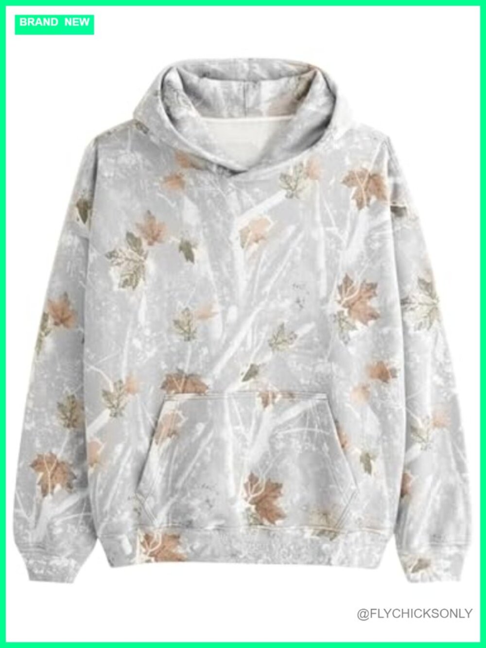 Oversized Camo Maple Leaf Hoodie Lightweight Fleece Sweatshirt Kangaroo Pocket